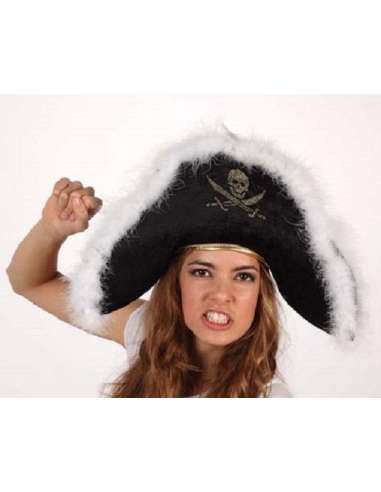 Sombrero pirata con plumas Halloween o Carnaval Atosa