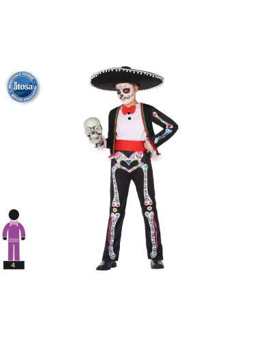Disfraz esqueleto muerte mejicana talla 3 a 4 años Atosa