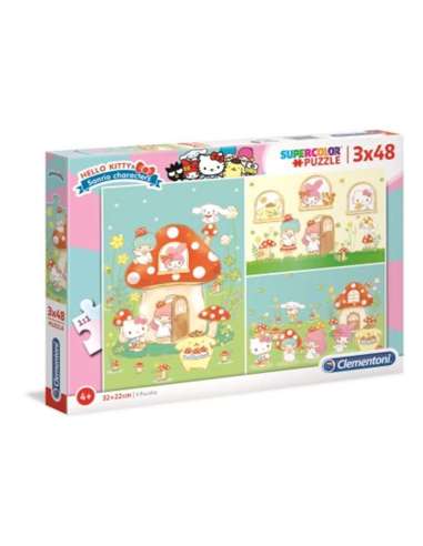 3 puzzles de 48 piezas Hello Kitty
