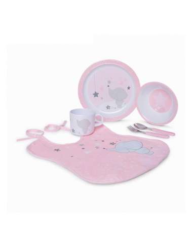 SET VAJILLA 5 PIEZAS ROSA TUCTUC