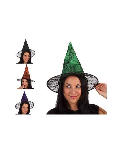 Sombrero de bruja con telaraña Halloween Atosa