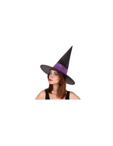 Sombrero de bruja negro y morado Halloween Atosa