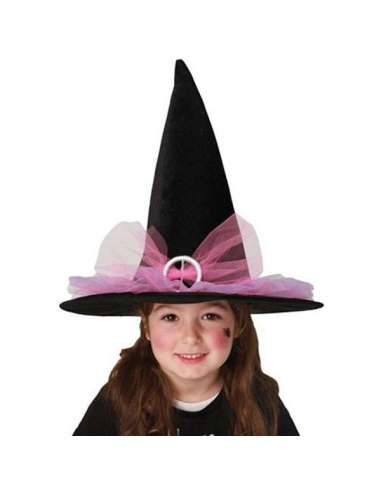 Sombrero de bruja infantil negro y lila Halloween 