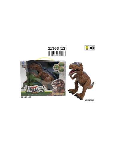 Dinosaurio T-Rex andador de 40 cm con luz y sonido