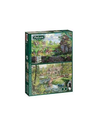 Puzzle Falcon Romantic countyside cottages 2 x 500 piezas