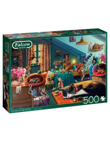 Puzzle Falcon Cats in the Attic 500 piezas