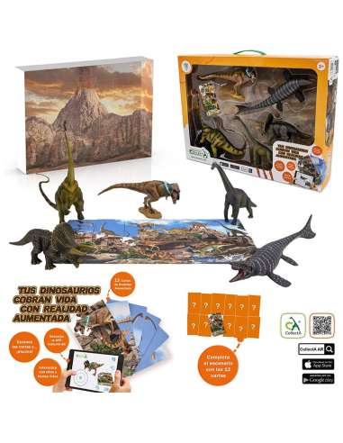 Set Jurásico con 5 dinosaurios en realidad virtual