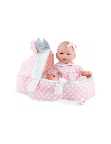 Muñeca petite Pink baby con capazo y mecanismo de llanto Marina & Pau
