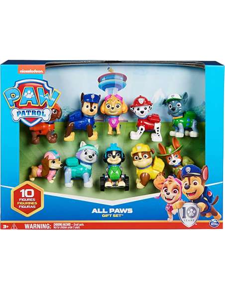 Paw Patrol, Paquete de regalo de figuras de juguete de 10.º aniversario,  All Paws On Deck con 10 figuras de acción coleccionables, juguetes para  niños