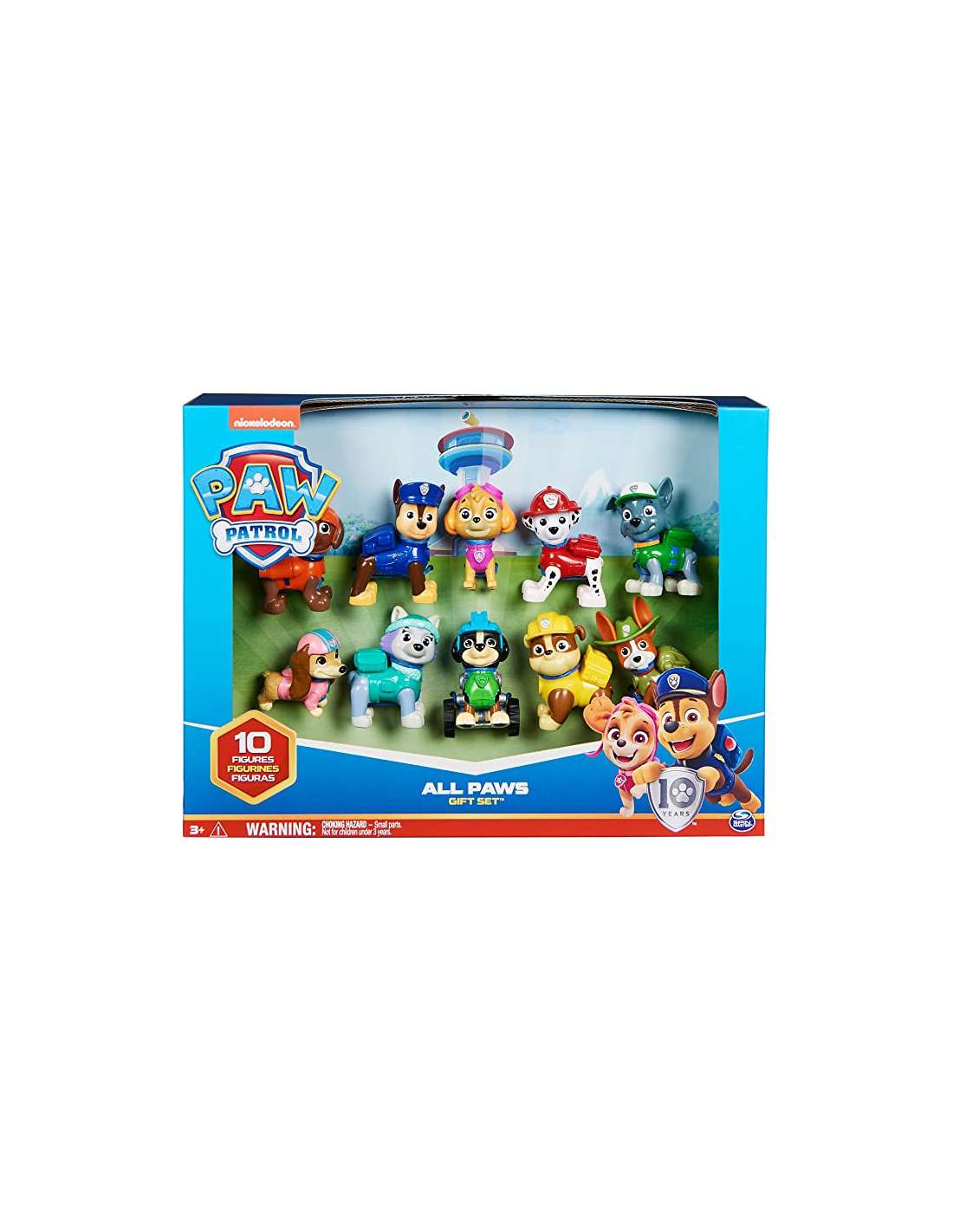 Paw Patrol, Paquete de regalo de figuras de juguete de 10.º aniversario,  All Paws On Deck con 10 figuras de acción coleccionables, juguetes para  niños