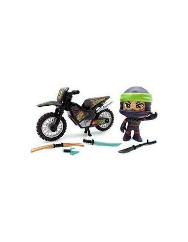 pinypon action ninja con moto