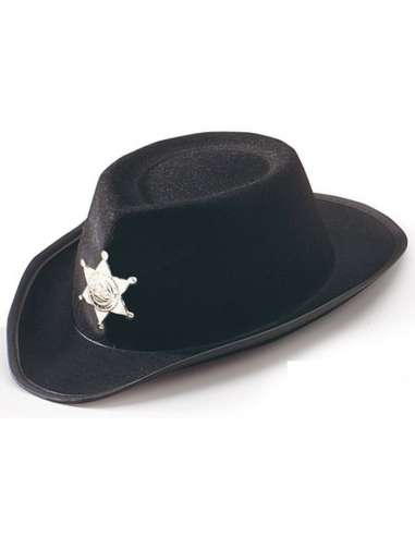 Sombrero Negro Sheriff Estrella FIELTRO