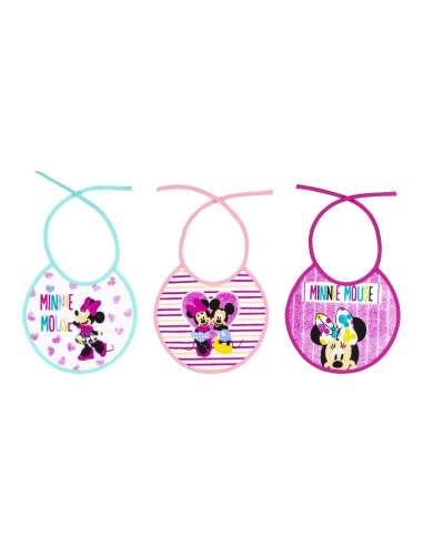 Babero Rizo(20X20 Cm)Minnie Pack 3 Undidades