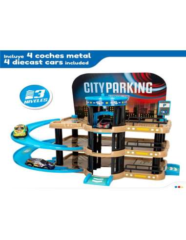 SPEED&GO-SET PARKING C/4 COCHES METAL COLOR BABY