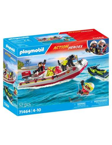 BOTE DE BOMBEROS CON MOTO PLAYMOBIL