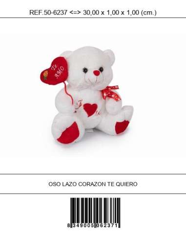 OSO CORAZON LAZO TE QUIERO 25CM TOINSA