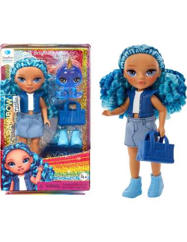 Rainbow High Littles - Sapphire Bradshaw - Muñeca de Moda Pequeña y Articulable - Muñeca Azul de 14 