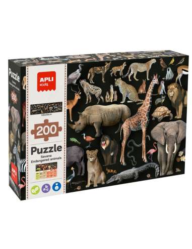 Puzzle 200 Pzs Animales Amenazados Sabana