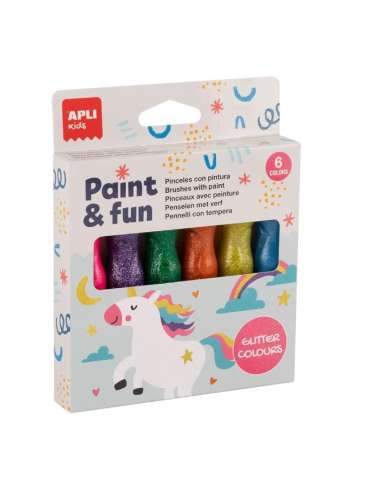 Temperas Colores con Purpurina Apli 13 ml 6 Uds