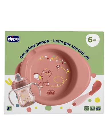 VAJILLA 3 PIEZAS ROSA  PLATO TERMO CHICCO 6M+